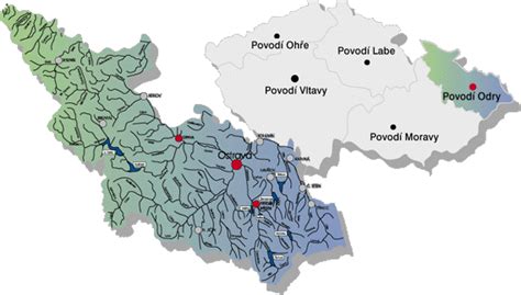 Mapa farního území Odry a okolí