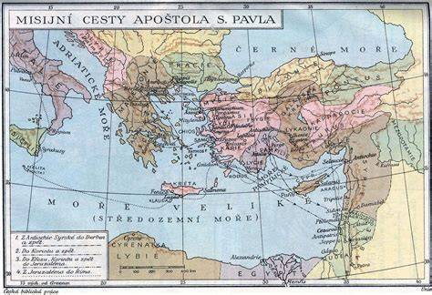 Mapa misijní cesty Cyrila a Metoděje po Velké Moravě