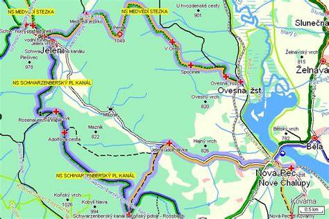 Mapa trasy k Medvědí kapli