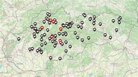 Mapa klášterů augustiniánů v Uhrách a na Slovensku