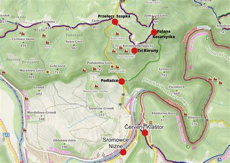 Mapa lokalit a trasy návštěvníků Zlaté Koruny
