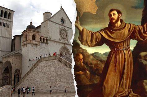 ilustrace Františka v Assisi a okolí