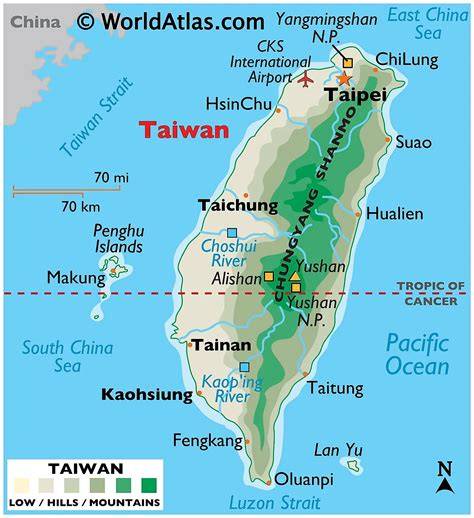 mapa Taiwanu s Taroko a Taipei