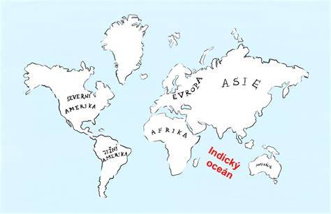 Indický oceán mapa s rozšířením