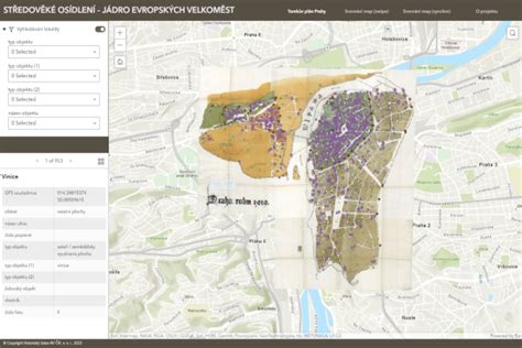 mapová vizualizace historického jádra Trebíc a Netína
