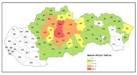 Mapa rozšíření řeckokatolických jurisdikcí na Slovensku