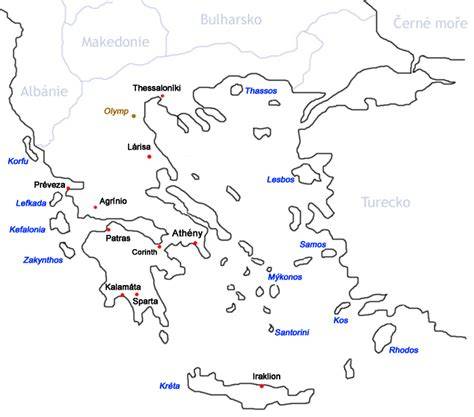 mapa antických měst v Řecku