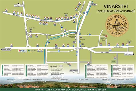 Orientační mapa vinic a vinařství v Moravě