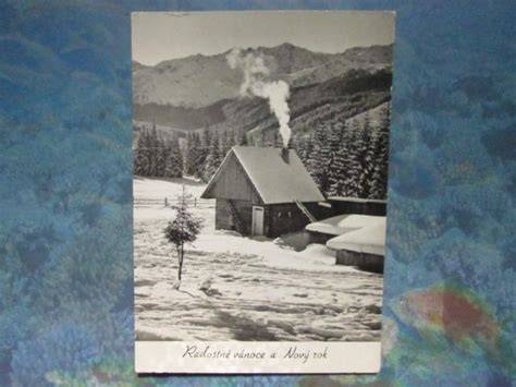 zimní krajina pohlednice 1960