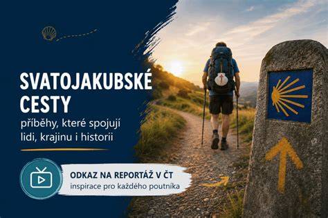 ilustrace Svatojakubské cesty a poutníků