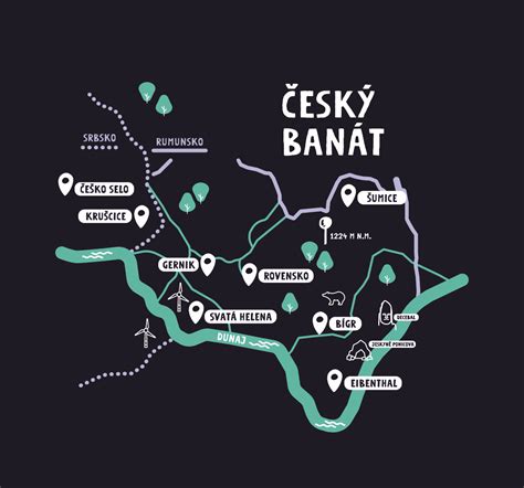 Mapa regionu Banát a české vesnice