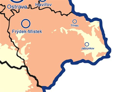 informativní mapa regionu Frýdek-Místek s oblastmi péče