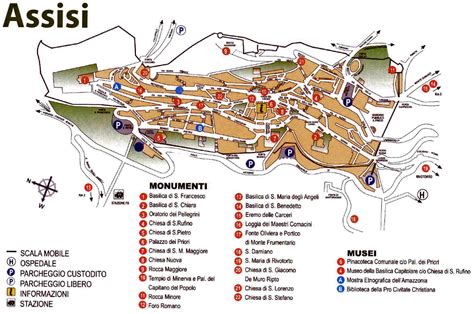 mapa Assisi a klášter San Francesco