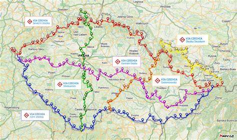 Mapa Via Ludmila a historických poutních tras