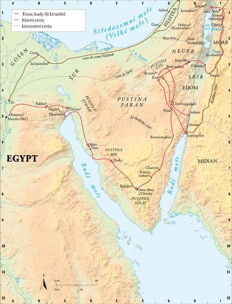 mapa exodu z Egypta do Sinaje