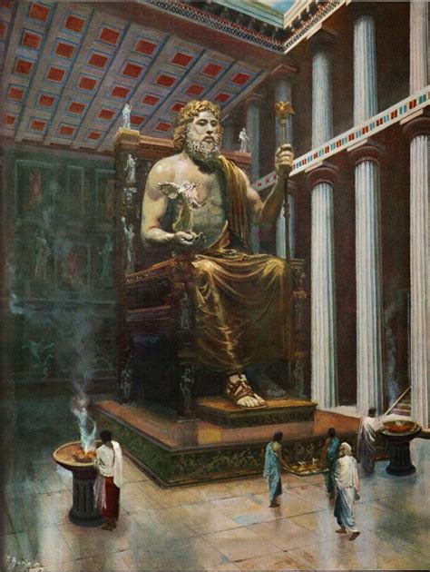 socha Dia a řecký panteon na Olympu