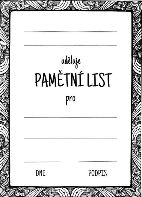 pamětni list obrázek motiv pro děti