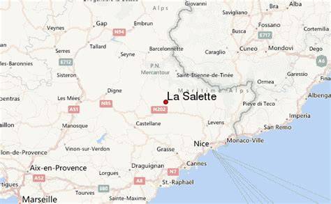 Mapa regionů La Salette a jeho vlivu