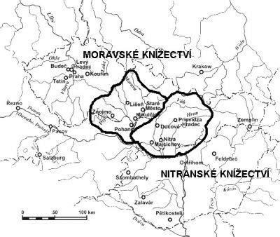 Mapa Velké Moravy a šíření písma
