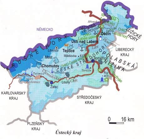 Mapa regionu Ústecký kraj - dosah služeb