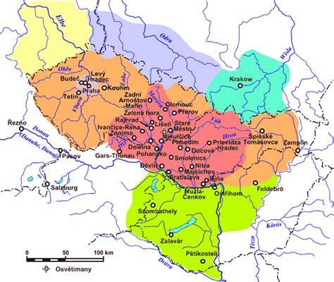 Mapa trasy Cyrila a Metoděje Soluň Velká Morava