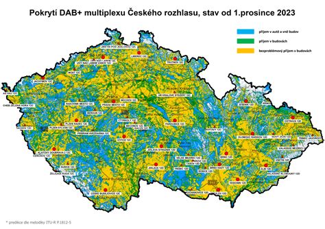 Mapa regionální pokrytí Radio Proglas v ČR
