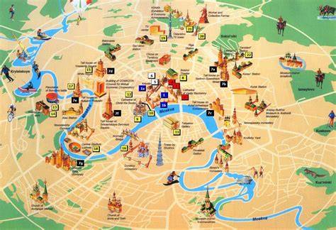 Mapa Moskvy s Rudým náměstím