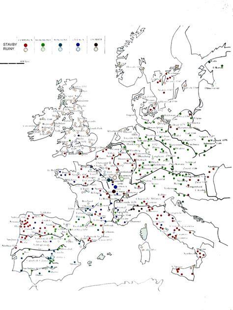 mapa stop Pavla a klášterů v Evropě