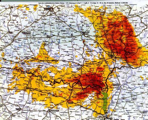 Mapa regionu Černobylské zóny a NSC