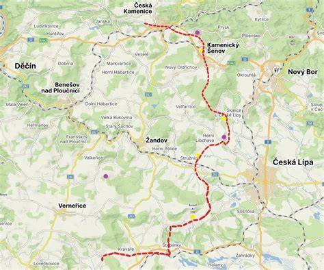 ilustrativní mapa středověké církevní cesty