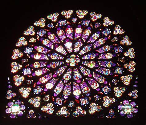 obraz rozety a gotické okno Notre-Dame