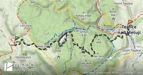 Mapa regionu Teplice nad Metují a dostupnost služeb