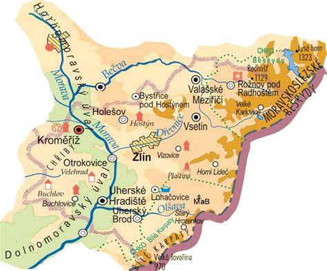 kultura a památky Zlínský kraj mapa