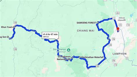 Mapa cesty Chiang Mai Mae Hong Son