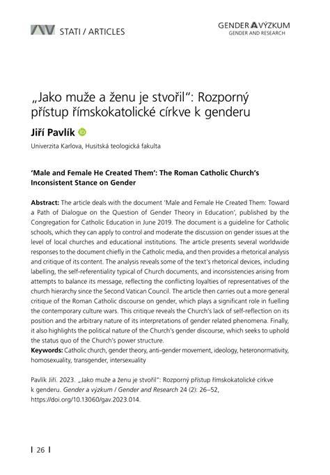 Gender teoria a pastorační přístup