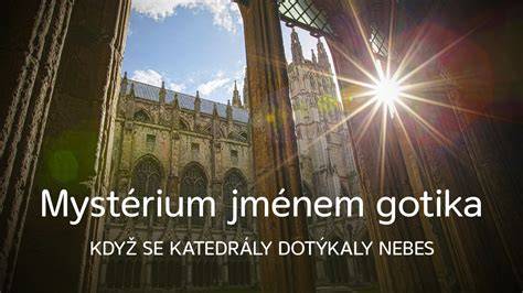 nástin středověké katedrály a gotických prvků