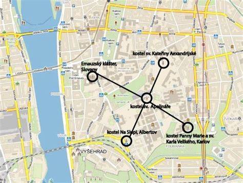 architektura a kapitoly pražských kostelů mapa