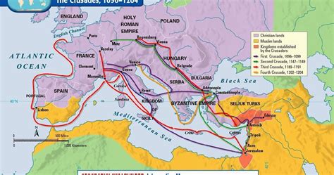 historický mapa křižácké výpravy
