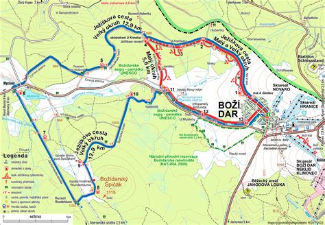 mapa Ježíškovy cesty a okolí Boží Daru