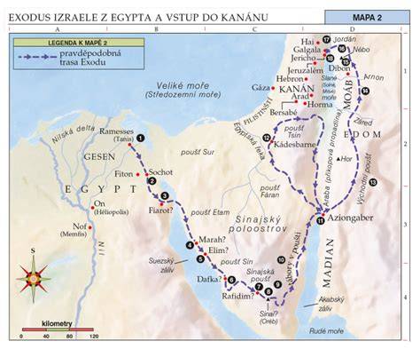 Mapa putování Abrama do Kanaánu a Egypta
