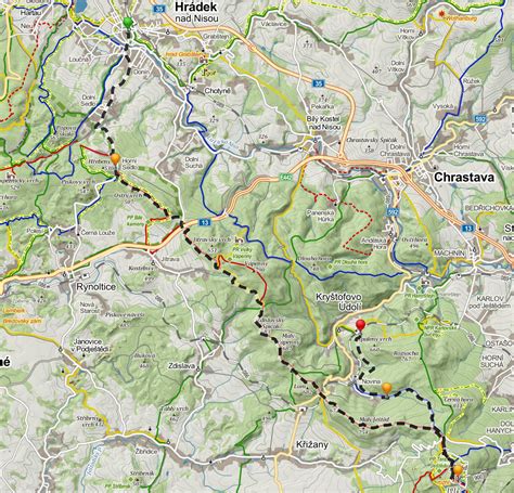 mapa poutního místa Hrádek nad Nisou