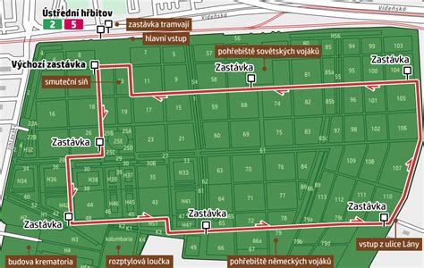 mapa areálu Ústředního hřbitova Jihlava