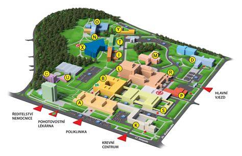 Mapa areálu FNUSA a orientační body