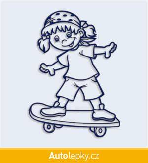 Ilustrace kříže a dítě na skateboardu