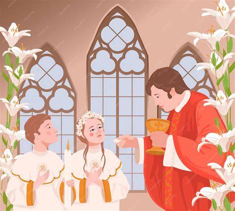 illustration of eucharist ritual and processional receiving