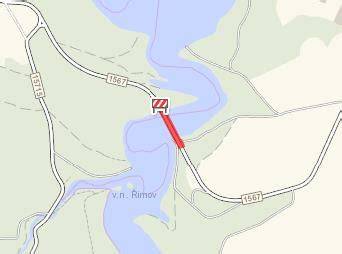 Mapa okolí Svatý Jan nad Malší a vodní nádrž Římov