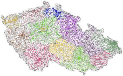 mapa zobrazení Černovických regionů a historických panství
