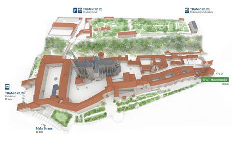 mapa Pražského hradu a okolí katedrály