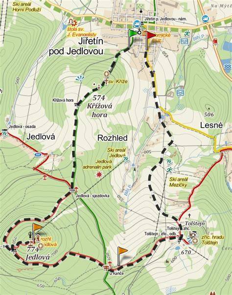 Mapa okolí kláštera Jiřetín pod Jedlovou