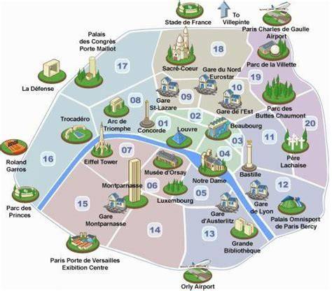 mapa Paříže a Notre-Dame